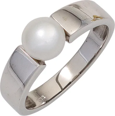 Produktbild von JOBO Damen Ring 333 Gold Weißgold 1 Süßwasser Perle Goldring Größe 50