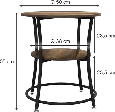 Image de Table basse Vicco Quebec Bois antique 50x50cm avec tablette, Model 50002