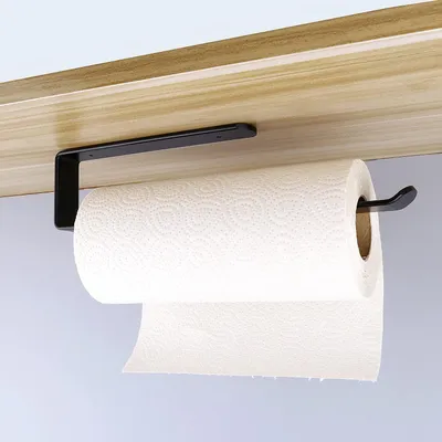 Image de Porte-rouleaux de cuisine Schwarz, fixation sans perçage, support pour rouleaux de papier, porte-rouleaux
