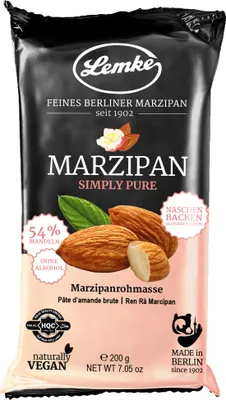 Produktbild von Lemke Fine Berlin Marzipan - Simply Pure, 200g | Jemný marcipán s čistou mandlovou příchutí - bez alkoholu