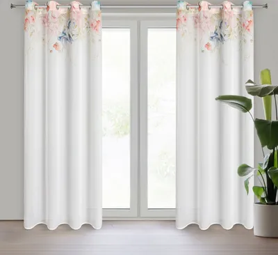 Produktbild von Vorhang ARLENA weiß rosa 135x250 cm Ösen Ösenvorhang