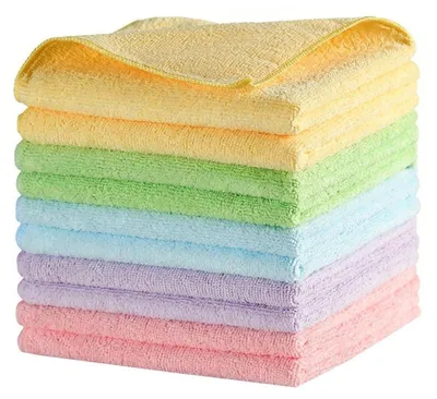 Immagine prodotto di Set di 10 spugne da bagno, 25x25 cm, in fibra di bambù, 5 colori, altamente assorbenti, lavabili