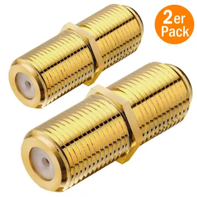 Produktbild von ORSEM 2x SAT F-Verbinder 75 Ohm F-Kupplung Buchse auf Buchse für Koaxialkabel & SAT Verlängerung F Verbinder Doppelkupplung Vergoldet