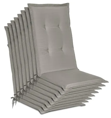 Produktbild von Beautissu 8er Set Gartenstuhlauflage Loft HL Hellgrau, 120x50x6cm