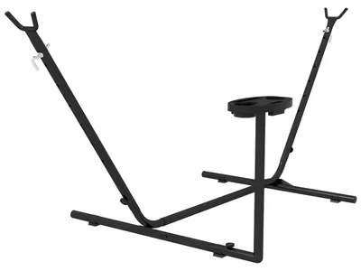 Produktbild von Hängemattengestell, Hängemattenständer Mit Seitlicher Ablage, Ständer Für Hängematte, Bis 150 Kg Belastbar, Stahl, Schwarz