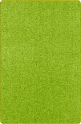 A plain green rug with a yellow border.