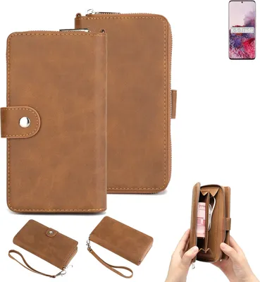 Produktbild von K-S-Trade Handyhülle Schutzhülle kompatibel mit Samsung Galaxy S20 5G Exynos & Portemonnee Tasche Handytasche Case Etui Geldbörse Wallet braun (1x)