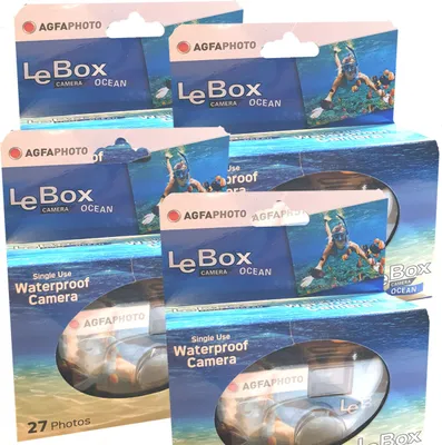 Produktbild von 4x AgfaPhoto Le Box Ocean Einwegkamera (wasserdicht, 400 ASA, 27 Aufnahmen)