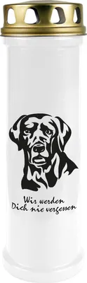Produktbild von Grabkerze Weiß, Brenndauer: 100 Stunden ( 4 Tage ), Motiv: Labrador