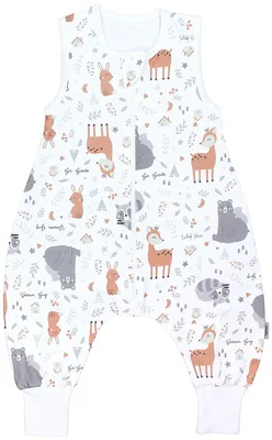 Produktbild von TupTam Sommer Schlafsack mit Füßen 0.5 TOG e Materialien, Farbe: Reh Hase Bär Waschbär Grau Beige , Größe: 104-110