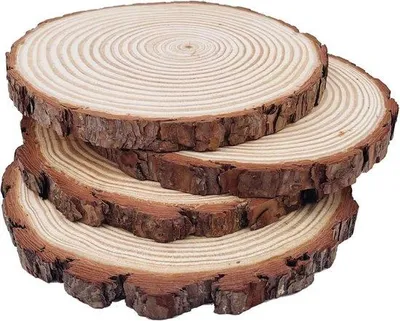 Productafbeelding van Famanu houten schijven, 4 stuks - Onbehandelde houten ringen, 21-23 cm