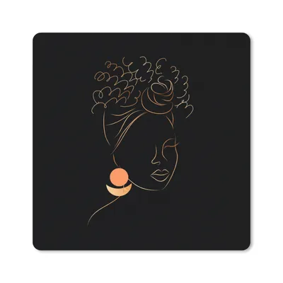 Produktbild von MuchoWow® Mauspad Mousepad Frau - Gold - Strichzeichnung 20x20 cm - Mousepads - Maus Mat - Pad - Mausunterlage - Desk Mat - Bureauartikeln