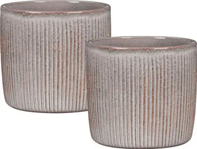 Produktbild von Scheurich Solido Linea, Blumentopf 2er Set aus Keramik,  Farbe: Seashell, 15 cm Durchmesser, 13,7 cm hoch, 1,9 l Vol.