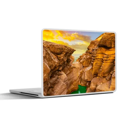 Produktbild von MuchoWow® Laptop Aufkleber Sticker Cover Felsen - Meer - Sonnenuntergang - Natur - Wasser 30x22 cm - Laptop-Sticker