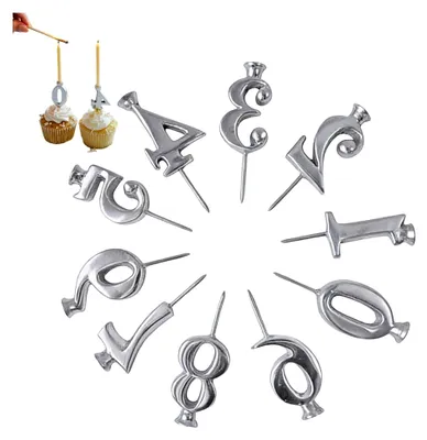 Produktbild von Geburtstagskerzenhalter Zahlen, Wiederverwendbarer Metall Zahlen 0-9 für Geburtstagskuchen, Partys, Hochzeiten
