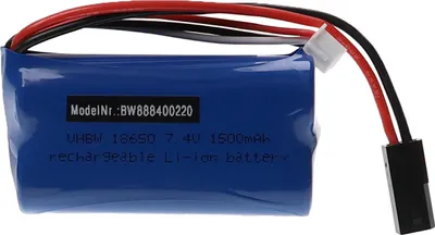 Produktbild von vhbw Akku kompatibel mit Syma 822 Modellbau (1500mAh, 7,4V, Li-Ion, 69 x 37 x 19 mm, 5500-2P)