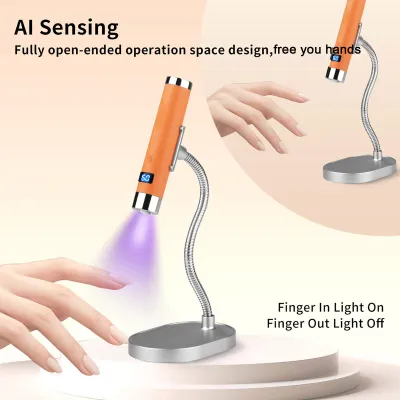 Image de Lampe à ongles sans fil avec détection IA intelligente, sèche-ongles rechargeable de 800 mAh, lampe de polymérisation 2-en-1 (de table et portable), minuterie 30 s/60 s, portable pour un usage domestique