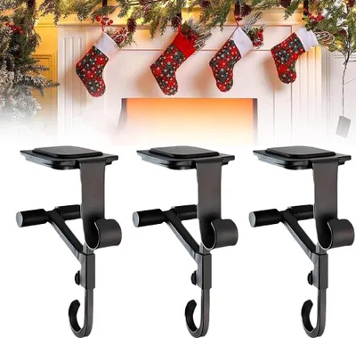 Produktbild von Strumpf- und Girlandenaufhänger, verstellbarer 2-in-1-Doppelkaminaufhänger für die Haustür, Weihnachtsstrumpfhalter für die Heimdekoration