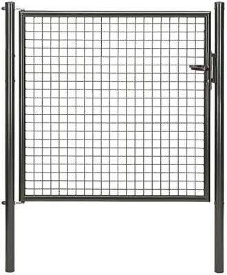 Produktbild von Alberts Wellengitter-Einzeltor mit Zubehör, Breite 125 cm, Höhe 125 cm, anthrazit-metallic, zum Einbetonieren, Pfostenstärke 60 mm