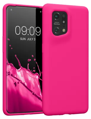 Produktbild von kwmobile Handyhülle für Oppo Find X5 (5G) Hülle - Case Silikon - Kabelloses Laden - Schutzhülle Cover in Neon Pink