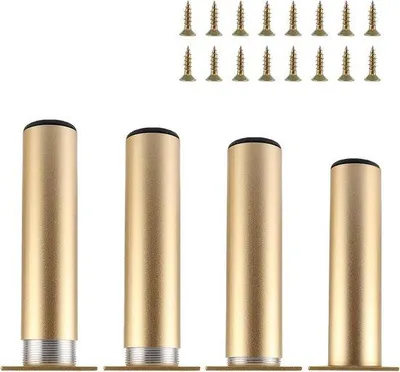 Produktbild von Famanu Möbelbeine 15 cm verstellbar - Metallbeine - goldene Tischbeine
