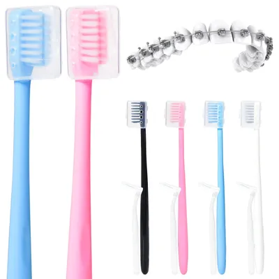 Produktbild von Orthodontische Zahnbürste V-förmig, weiche Borsten, 4 Stück, für Zahnspangen