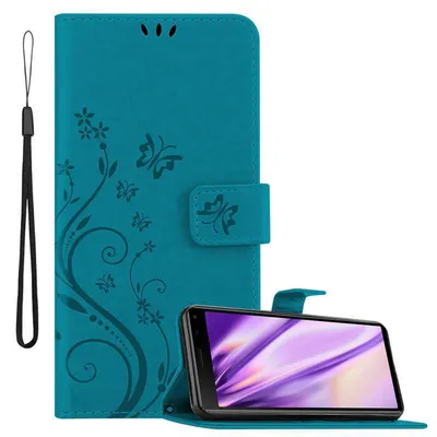 Image de Cadorabo Housse pour Sony Xperia 8 Housse de protection en bleu Housse pour portable Etui Case Fleurs Flower
