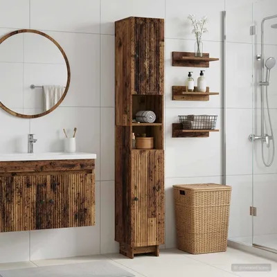 Image de Maison Exclusive - Armoire de salle de bain avec étagère ouverte, en bois vieilli (modèle EDE)