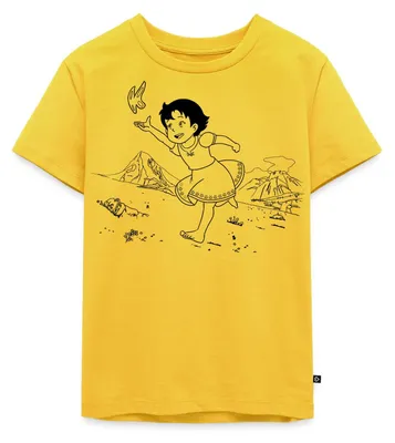 Produktbild von Spreadshirt Heidi Rennt Mit Schmetterling Kinder Premium T-Shirt, 134/140 (8 Jahre), Sonnengelb