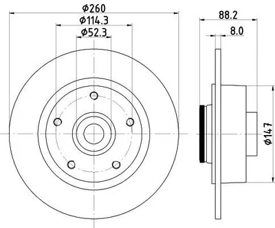 Produktbild von 2x HELLA 8DD 355 123-341 Bremsscheibe Hinterachse