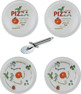Produktbild von Retsch Arzberg - Pizzateller im Set mit Pizzaschneider - Ø30cm (4er Set mit Muster)