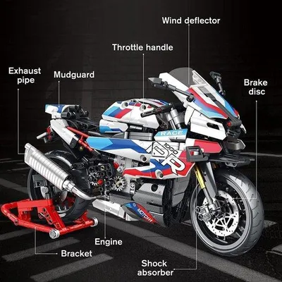 Immagine prodotto di Kit di montaggio moto BMW M 1000RR 988 - Kit di modellismo - Giocattolo - Regalo per adulti e bambini - Kit per modelli di moto - (82005)