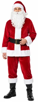 Produktbild von Weihnachtsmann Nikolaus Kostüm aus Samt | Rot - 4 tlg. Größe: 52/54
