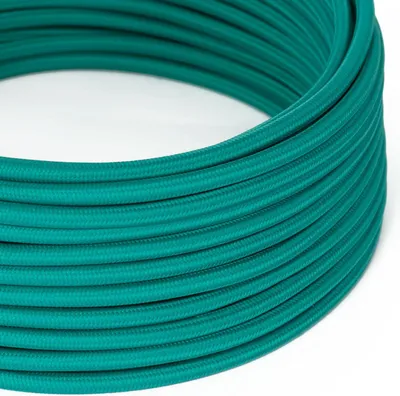 Image de Creative-Cables Câble électrique gainé de tissu, 2 x 0,75 mm², 50 m, Smeraldo RM71, rond, effet soie