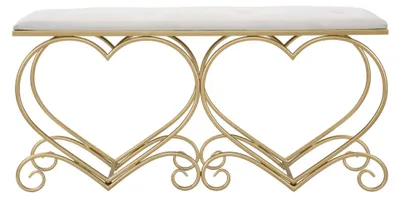 Produktbild von Bank Panca 105 x 51.5 x 37.5 cm Metall MDF Polyester Gold Weiß
