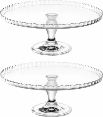 Immagine prodotto di montana: :pati Tortenplatte auf Fuß, 2er Set, Kuchenplatte, Tortenständer, Servierplatte, Torten Platte, Glas, Ø 32 cm, 046876