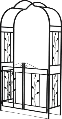 Produktbild von TPFGarden ROSENBOGEN Bury - Rankhilfe mit geschwungenem Oberteil und Doppel-Torpforte. Seitenteile und Tor mit Blumenverzierung. BxTxH: 120x40x220 cm