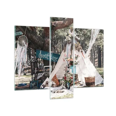Produktbild von Bilder auf glas - 3 Teile - Jungvermählten Liebe Landschaft - 95x80cm - Glasbilder - Wandbilder - Bilder - Wanddekoration aus Glas - Glas Bilder - Wandbild auf Glas - GCB95x80-4642