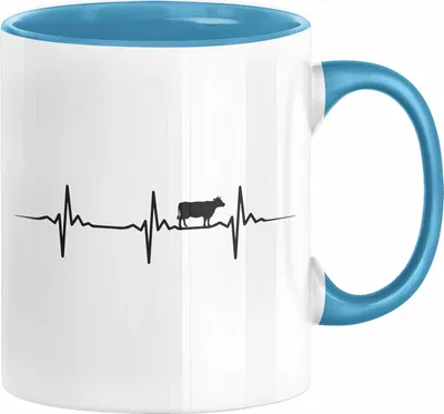 Produktbild von Kuh Herzschlag Bauer Rind Bauernhof Landwirt Geschenk Tasse (Blau)