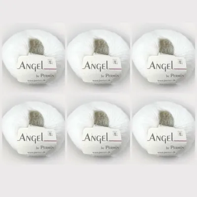 Immagine prodotto di 6x Angel by Permin – Filato in kid mohair e seta (70/30) (01 bianco)