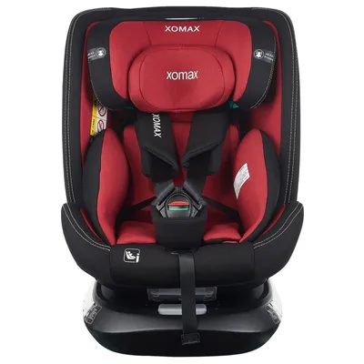 Produktbild von XOMAX Kindersitz drehbar 360°, ISOFIX I mitwachsend I 0-36 kg, 0-12 Jahre, Gruppe 0+/1/2/3, 5-Punkt-Gurt, 3-Punkt-Gurt I Bezug waschbar I ECE R129 I,Farbe:Schwarz/Rot