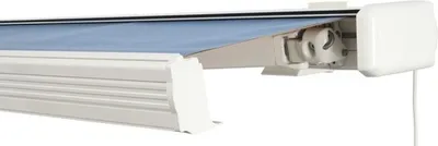 Produktbild von SOLUNA Kassettenmarkise Exquisit 4x3,5 Stoff Dessin 8204 Gestell RAL 9010 reinweiß Antrieb rechts inkl. Motor und Wandsc