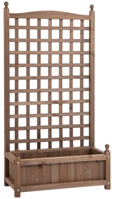 Produktbild von Blumenkasten - Pflanzkasten - Blumentopf - Pflanzkasten mit Lattenrost - Gartenkasten - Holzoptik - 64x28x120 cm