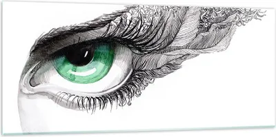 Produktbild von Bilder auf glas - Auge Feder Skizze Menschen - 120x50cm - Glasbilder - Wandbilder - Kunstdruck - zum Aufhängen bereit - Wanddekoration aus Glas - Glas Bilder - Wandbild auf Glas - GAB120x50-3001