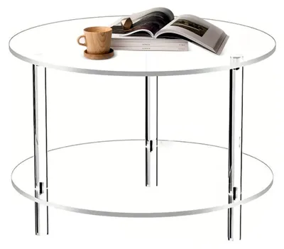 Produktbild von Acryl Couchtisch - 2-Etagen Wohnzimmer Mitteltisch - 40 x 40 x 42 cm Nachttisch für kleine Räume