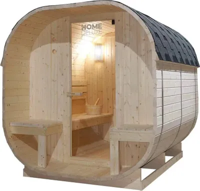 Produktbild von HOME DELUXE - Outdoor Sauna CUBE DELUXE - L - Maße: ca. 220 cm x 185 cm x 194 cm, Holz: Fichtenholz - inkl. Saunaofen und Saunazubehör I Gartensauna, Außensauna, Sauna Fass für 4 Personen