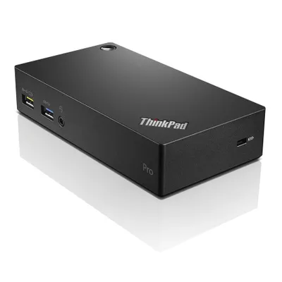 Produktbild von Lenovo ThinkPad USB 3.0 Pro Dock, Kabelgebunden, USB 3.2 Gen 1 (3.1 Gen 1) Type-A, 3,5 mm, 10,100,1000 Mbit/s, Schwarz, Lenovo