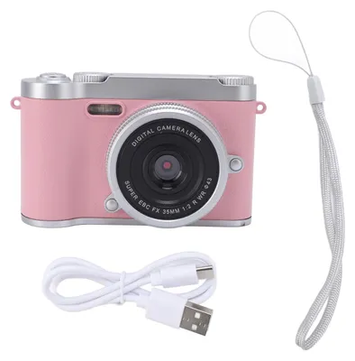 Obrázek produktu pro Digitální fotoaparát pro teenagery, 48 MP HD, duální objektiv, automatické zaostřování, 8násobný zoom, stabilizace obrazu, kompaktní kapesní fotoaparát, růžová