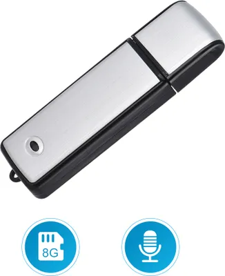 Produktbild von tragbar Digital Diktiergerät USB 8GB Aufnahmegerät Voice Recorder【Silber und Schwarz】