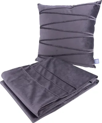 Produktbild von Padiro Kissen-Decken-Set 2-teilig 45 x 45 cm und 130 x 170 cm - graphitgrau - Polyester - dekorative Musterstreifen